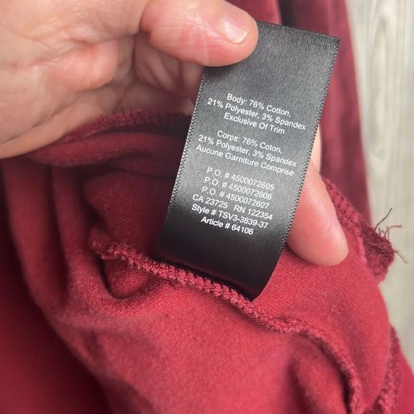 TNA Red Velour Velvet Long Sleeve Zip Front Jacket Sweater Top Size Large - Picture 5 of 6